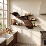 Handcrafted Natural Wood Shelving Unit For Home Library Storage