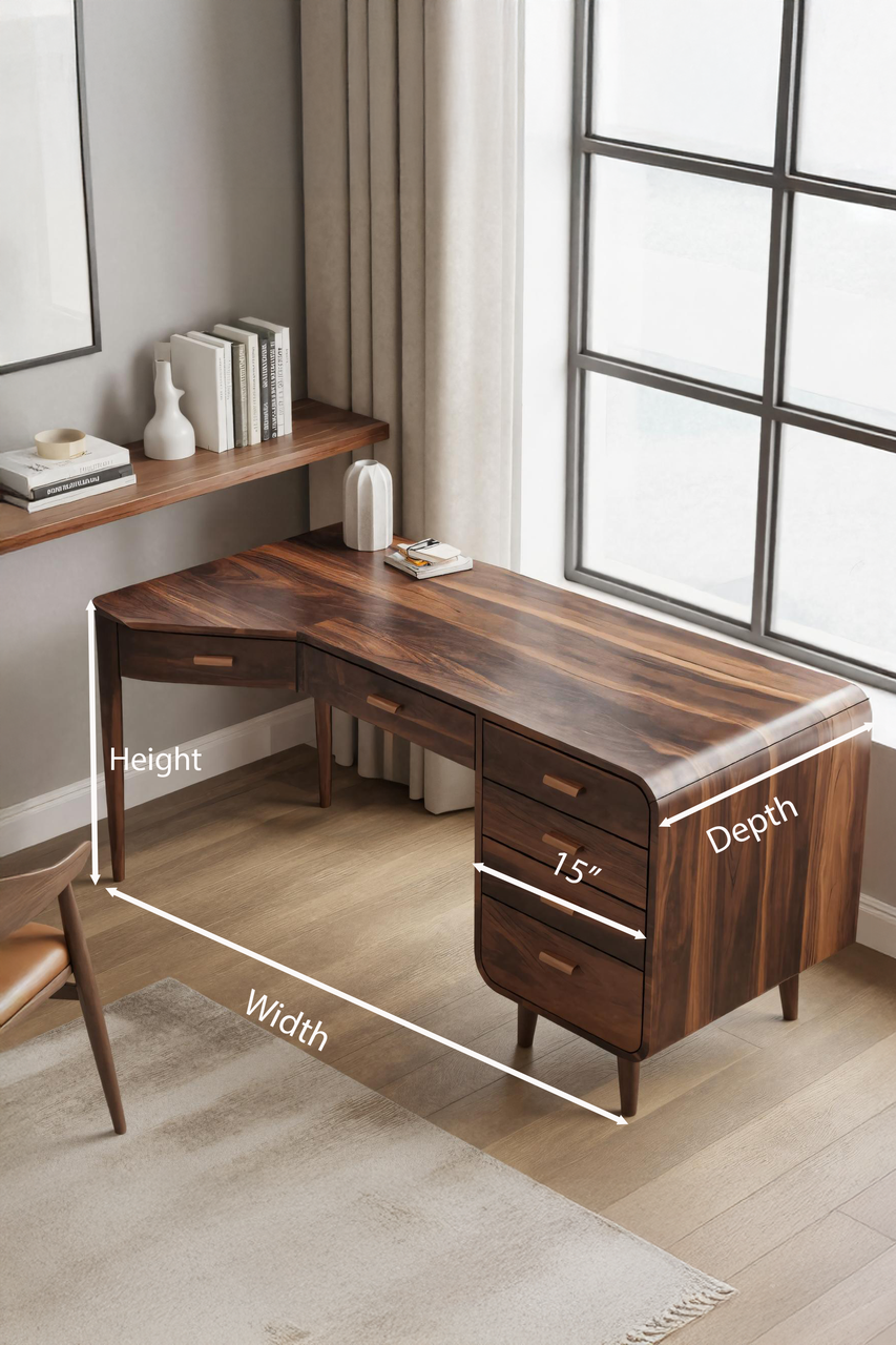 Sculptural Curved Desk With Storage For Home Or Office