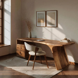 Modern Wooden Desk With Drawers For Workspace
