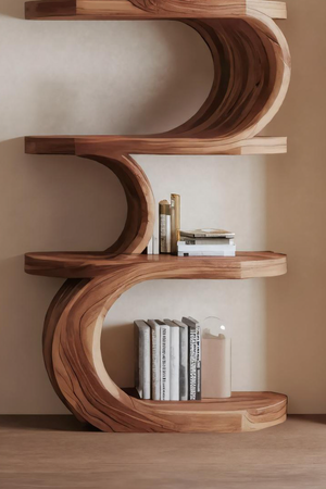 Modern Curved Bookshelf For Living Room Or Office Storage