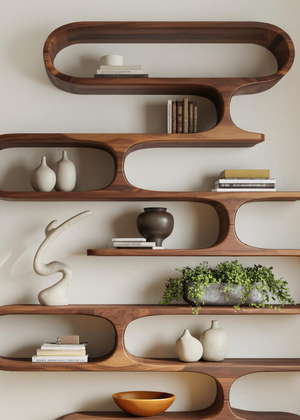 Organic Oval Bookshelf For Living Room Or Creative Studio