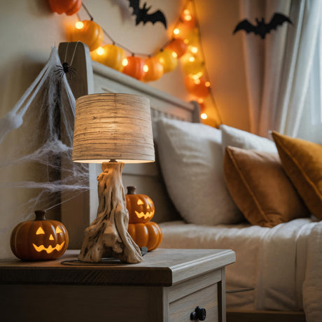 Rustic Halloween Wooden Table Lamp For Bedroom Or Living Room