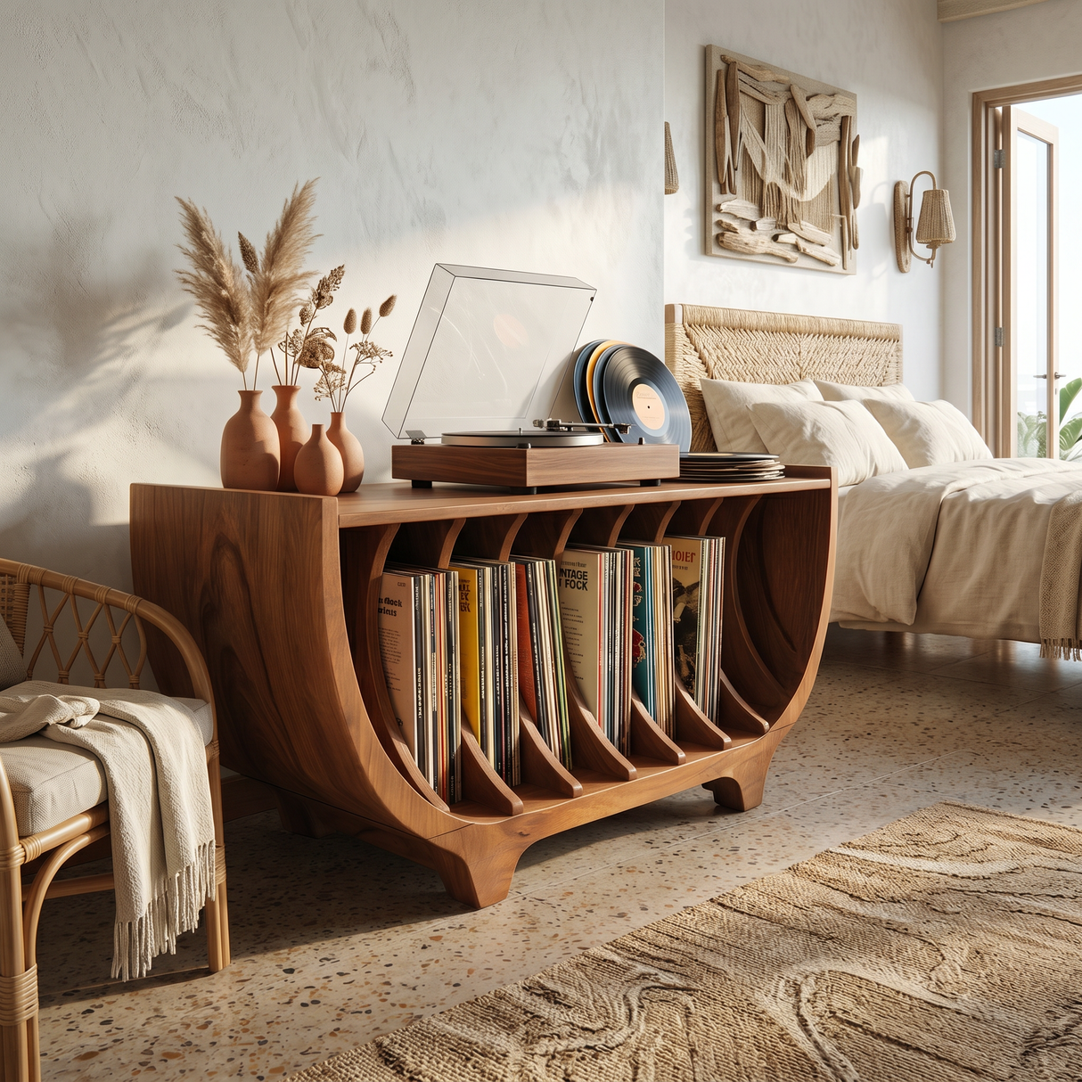 Contemporary Vinyl Storage Stand For Apartment Interior Space