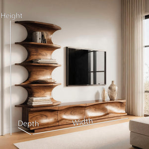 Modern TV Console With Vertical Shelving For Living Room