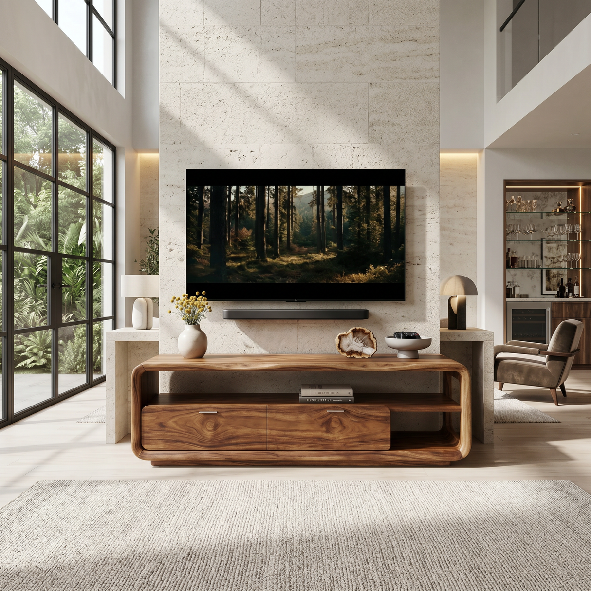 Sculptural Entertainment Console Modern Luxury Living