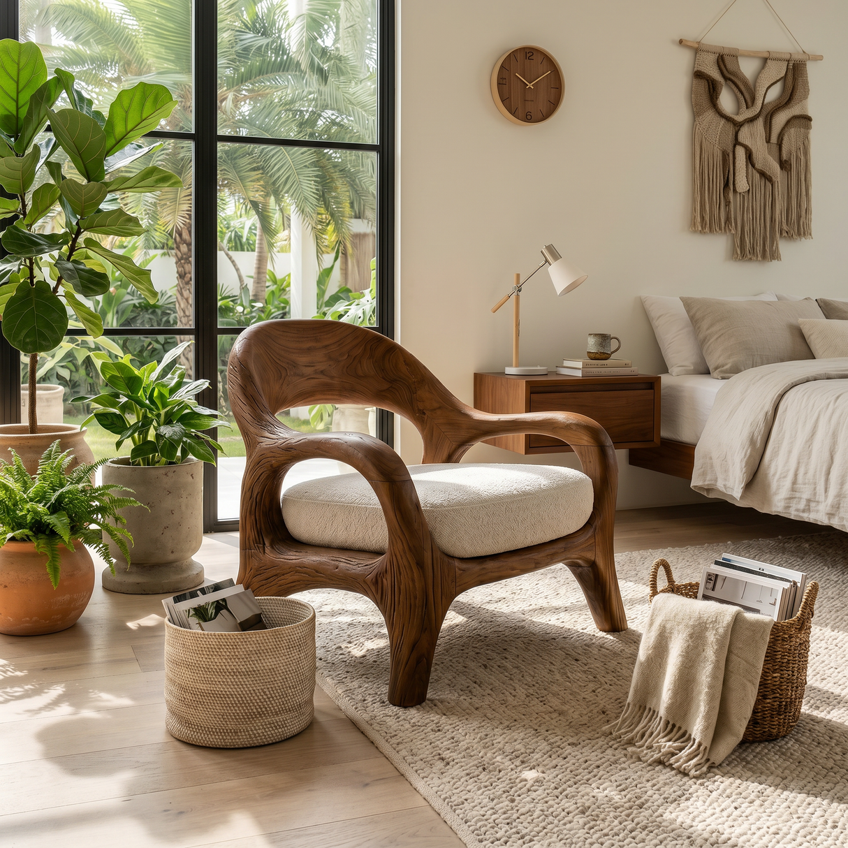 Biophilic Sculptural Accent Chair Conservatory Sunroom