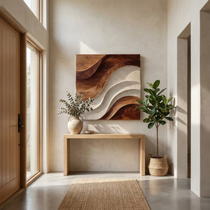 Contemporary Curved Wood Wall Art For Luxury Living Room