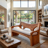 Modern Sofa With Sculptural Wood Frame For Home