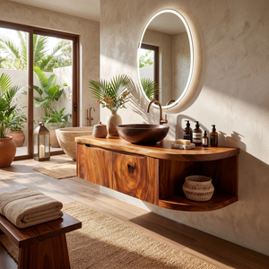 Mediterranean Contemporary Vanity Cabinet Coastal Villa