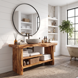 Handcrafted Wooden Storage Vanity For Bathroom Decor