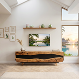 Handcrafted Wooden Live Edge TV Stand For Furniture Decor