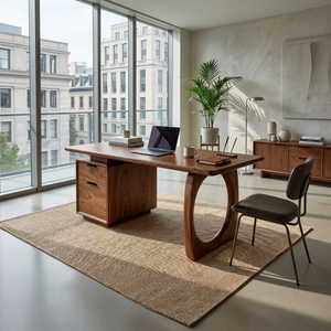 High Rise Workstation Desk With Curved Base For Penthouse Office