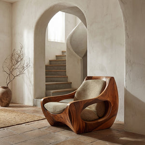 Sculptural Natural Wood Chair For Modern Home Decor