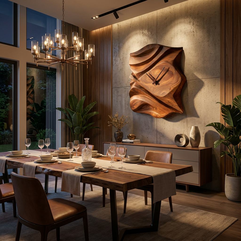 Contemporary Wooden Wall Clock For Bedroom Accent