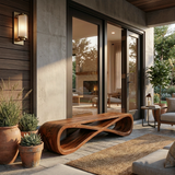 Minimalist Sculptural Wood Bench For Home Entry