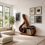 Contemporary Sculptural Wooden Record Player Stand For Living Room