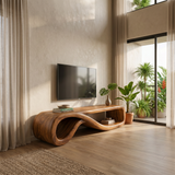 Modern Entertainment Center Sculptural Wood Furniture