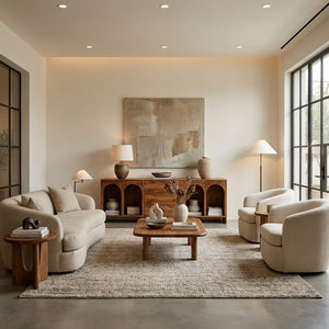 Modern Wooden Sideboard With Arched Compartments For Living Room