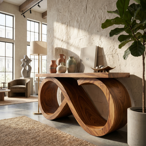 Contemporary Infinity Loop Console Table Modern Hallway