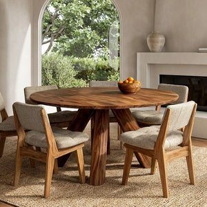 Modern Round Natural Wood Dining Table For Dining Room