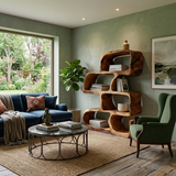 Artistic Wooden Standing Shelf For Modern Home