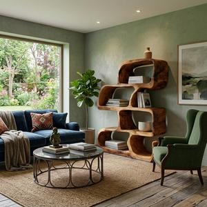 Artistic Wooden Standing Shelf For Modern Home