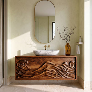 Luxury Ocean Wave Floating Bathroom Vanity For Modern Bathroom