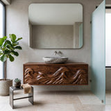 Contemporary Ocean Wave Wooden Bathroom Vanity For Luxury Bathroom