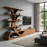 Organic TV Shelf With Tree Shape Bookshelf For Living Room
