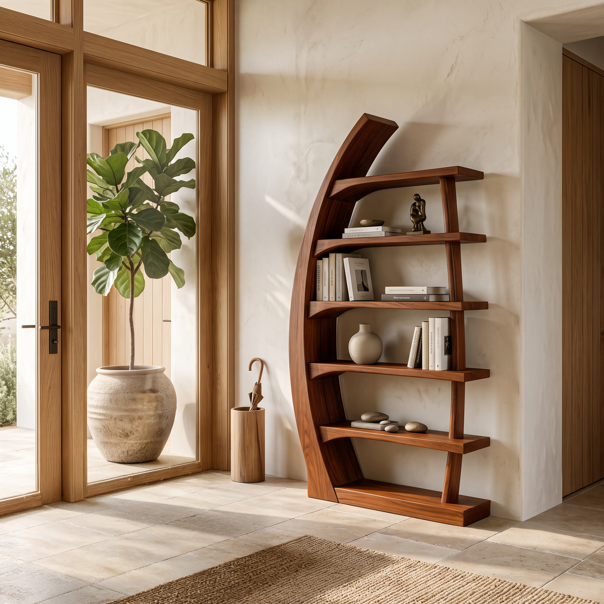 Modern Bookshelf Open Display Storage For Contemporary Living Room