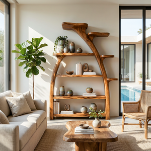 Organic Wooden Bookshelf Tree Inspired For Living Room