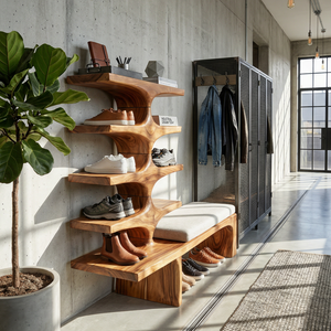 Japandi Shoe Organizer Rack For Entryway Foyer Storage Section