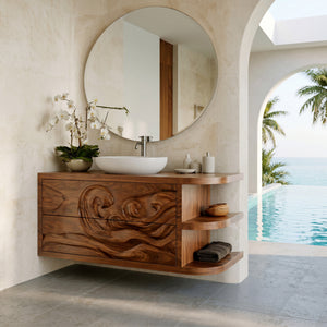 Contemporary Bathroom Vanity With Integrated 3-Tier Side Shelf For Bathroom
