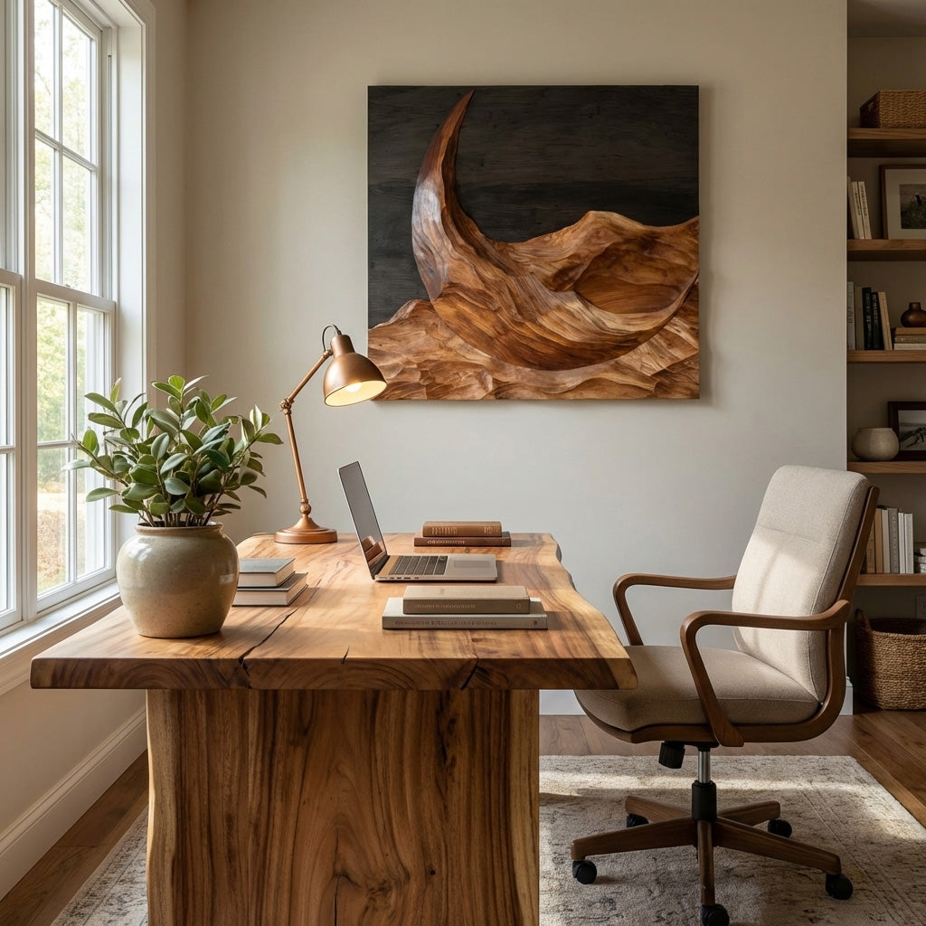 Modern Crescent Moon Wood Wall Art For Wall Decor
