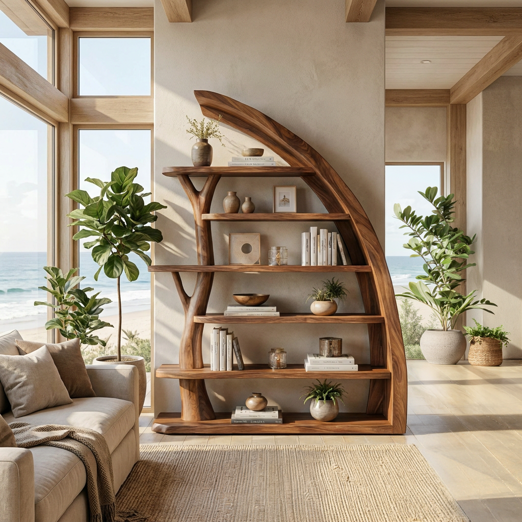 Modern Asymmetrical Tree Bookshelf Open For Contemporary Interior