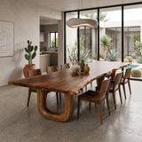 Organic Dining Table With Shape Carved Base For Kitchen