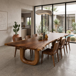 Organic Dining Table With Shape Carved Base For Kitchen