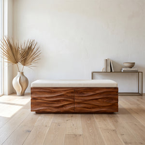Modern Wave Storage Bench For Home Decor