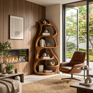 Modern Wooden Freeform Bookcase For Living Room Decor
