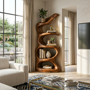 Organic Abstract Freeform Bookcase For Designer Living Room