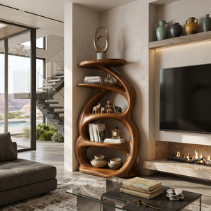 Organic Curved Bookcase For Modern Home
