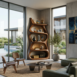 Modern Bookcase With Rounded Shelves For Reading Nook