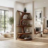 Modern Asymmetrical Sculptural Bookcase For Contemporary Living Room