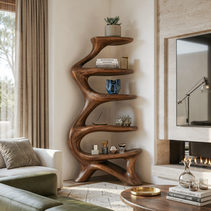 Organic Bookshelf Flowing Curved For Luxury Interior