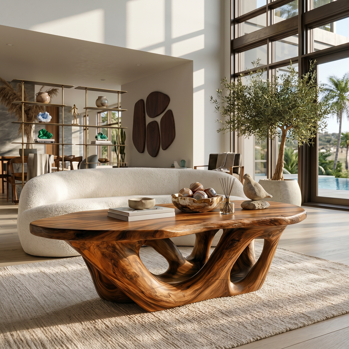 Sculptural Coffee Table With Open Loop Base For Luxury Living