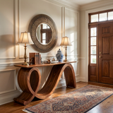 Modern Wooden Console Table Flowing Loop Base Design For Interior