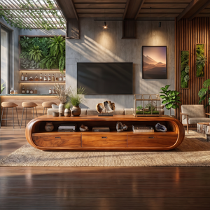 Japanese Zen TV Stand For Wabi Sabi Interior Design