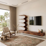 Minimalist Curved TV Console With Drawers For Living Design