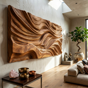 Rustic Sculpted Sunset Wood Wall Art Modern Luxury Interior
