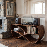 Modern Sculptural Wooden Record Player Console For Living Room